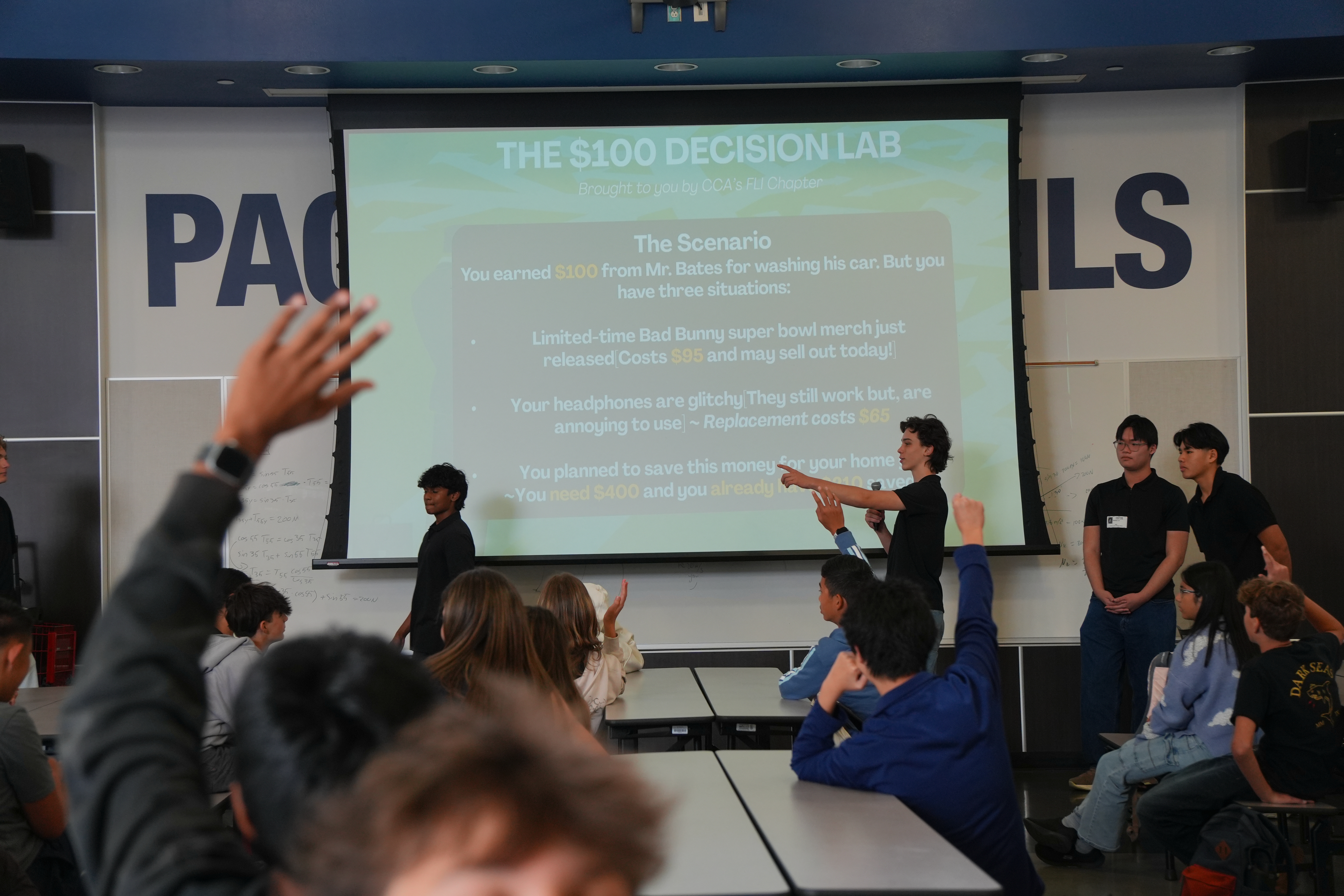 FLI students running the $100 Decision Lab exercise